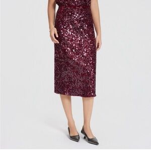 Women's Sequin Pencil Skirt - A New Day™ Burgundy XL